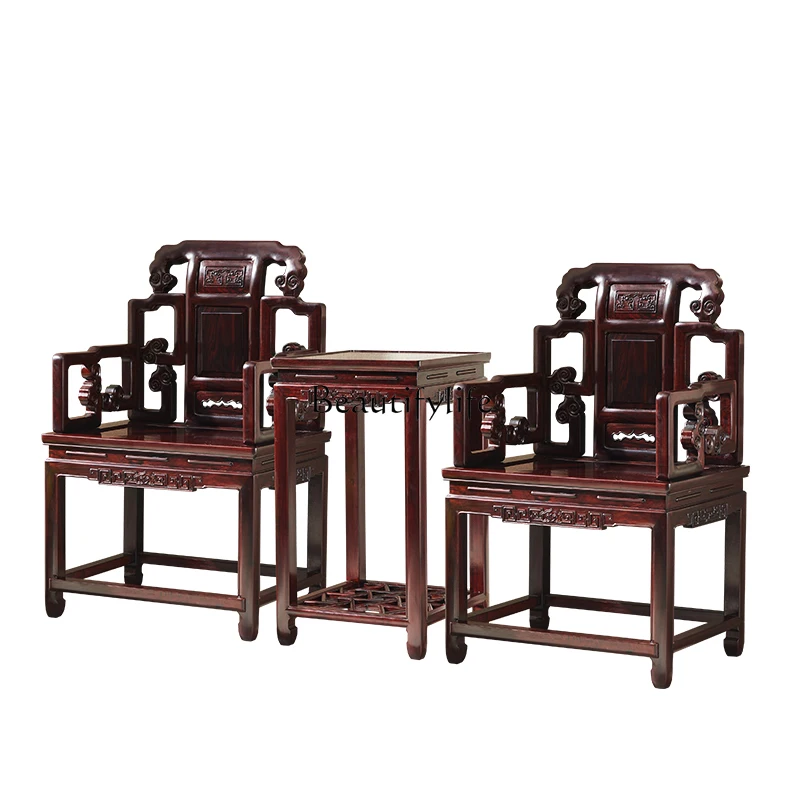 Armchair Palace Chair Three-Piece Combination Sandal Wood Living Room Chair Backrest Ming-Style Furniture