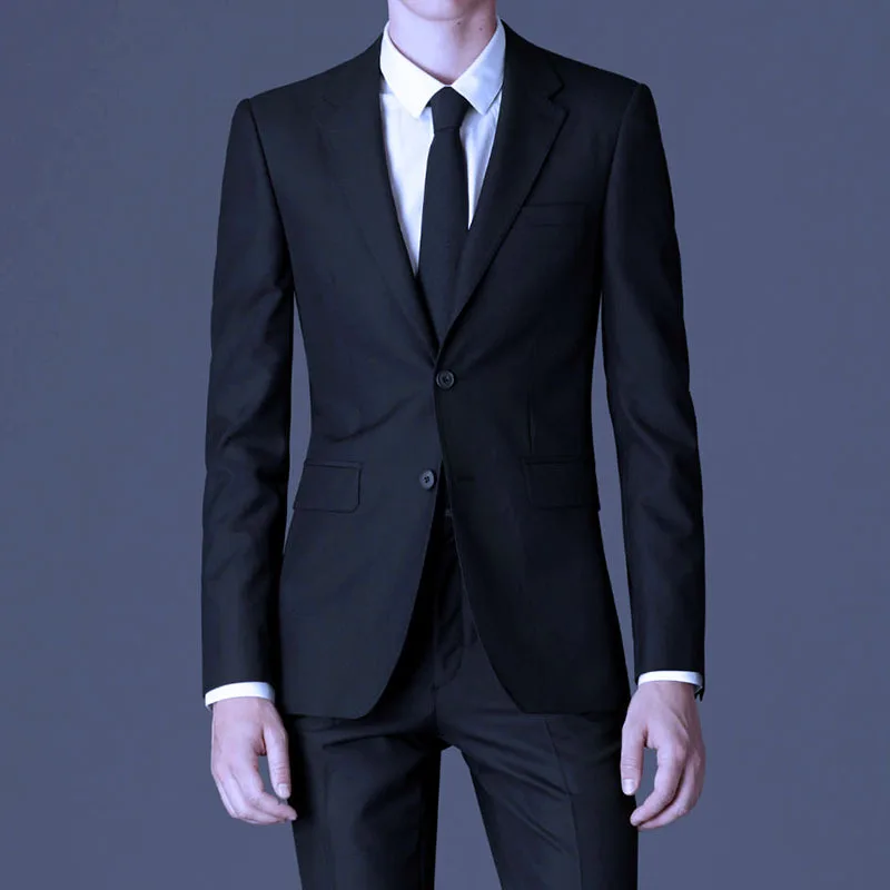 LE365Autumn and winter men's suits dark gray professional business suits three-piece suits best man groom wedding dress