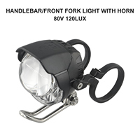 Bicycle Lights Scooter Headlights E-bike DC12-80V LED Head Light Front Fork Handlebar Lamp Horn Scooter W/ Bracket