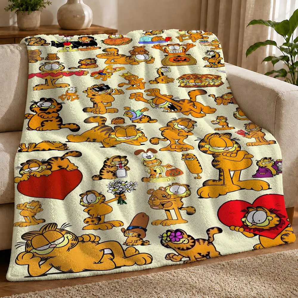 YELLOW CAT G-Garfield Throw 1pc Flannel Blanket Soft Lightweight Warm Cozy For Bedroom Sofa Bed