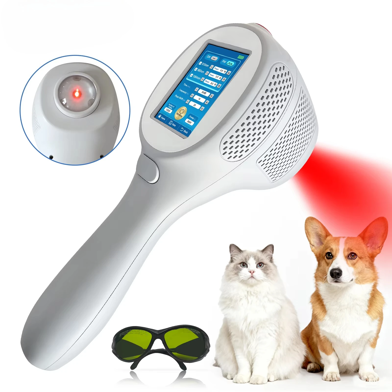 ZJKZ 12W/15W Veterinary Laser Physiotherapy Equipment HILT Class IV Cold Laser For Dog Horse Pain Relief Tissue Regeneration