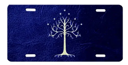 Tree of Gondor Purple Background High Gloss License Plate Aluminum