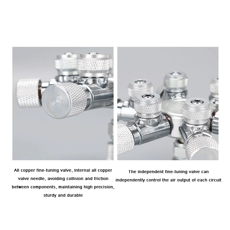 Aquarium CO2 diversion CO2 regulator multi-channel diversion control valve aluminum alloy CO2 multi-channel 2/3/4/6 optional