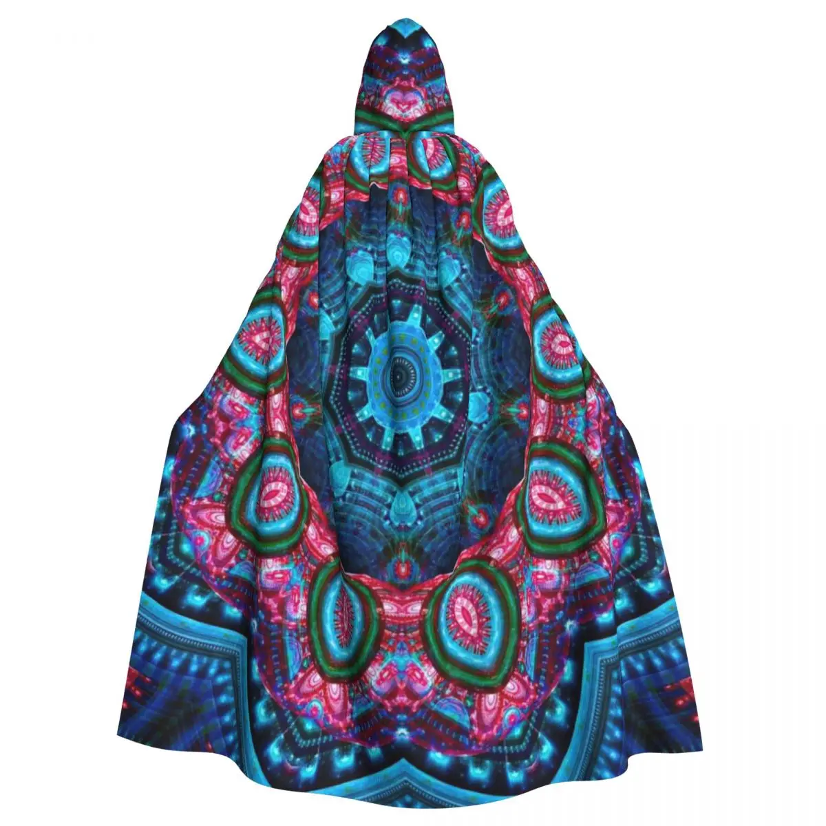 Mandala Hooded Cloak Halloween Party Cosplay Woman Men Adult Long Witchcraft Robe Hood