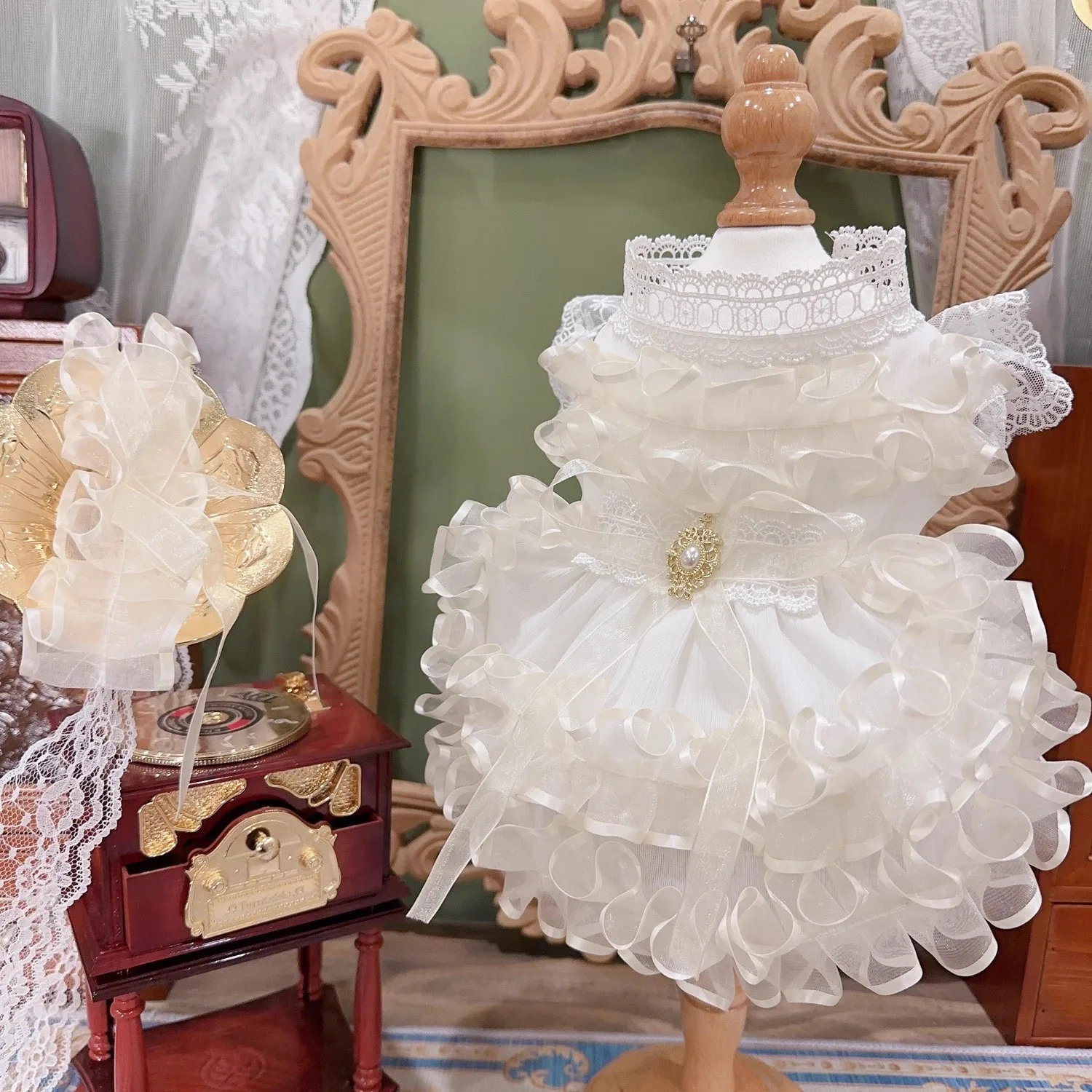 

Exquisite Handcrafted Princess Puff Skirt Pet Cake Skirt Dog'S Lace Multi-Layered Chiffon Skirt