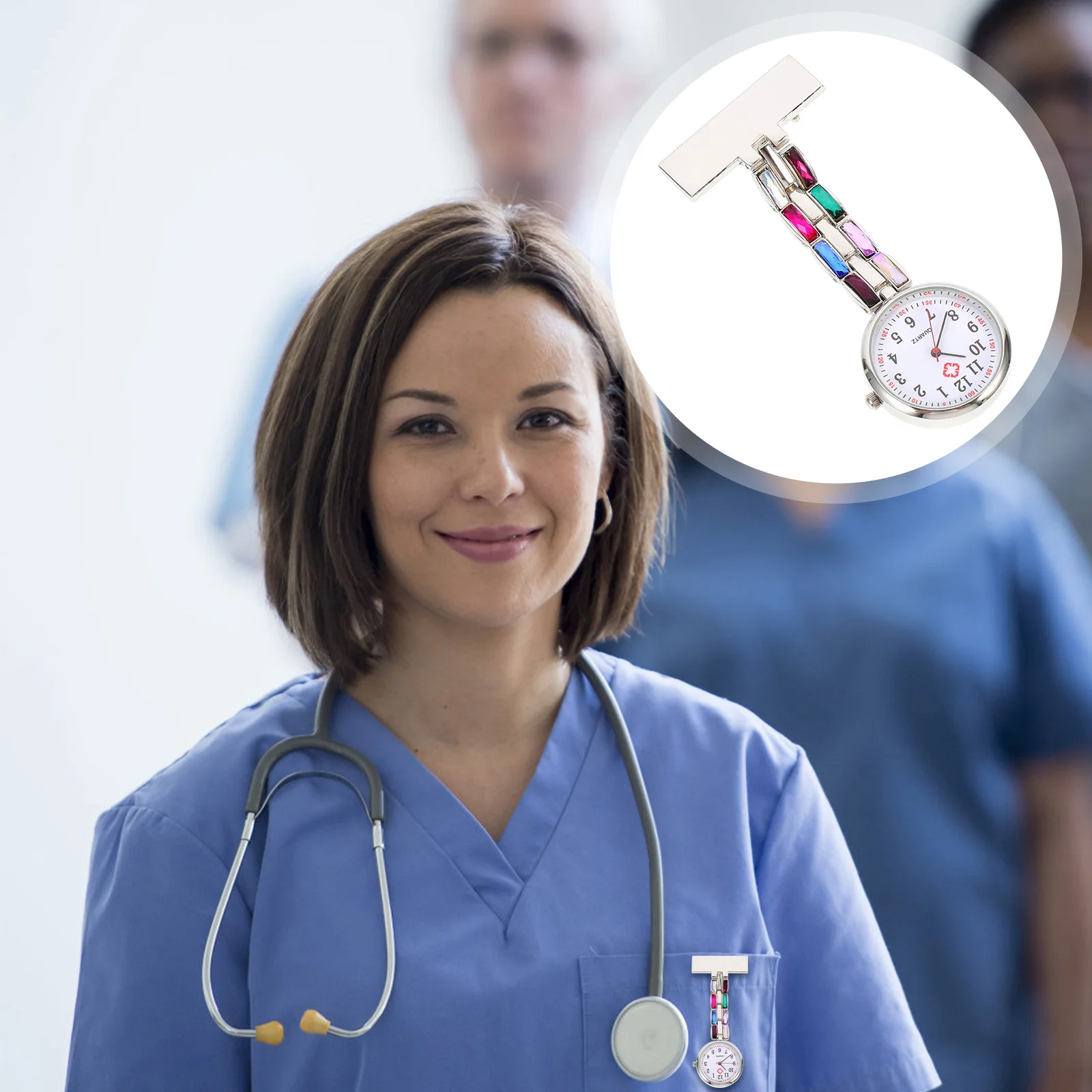 Rhinestone Nurse Fob Watch Alloy Pocket Timepiece For Nurses Doctors Medical Staff Hanging Watch Nurse Universal