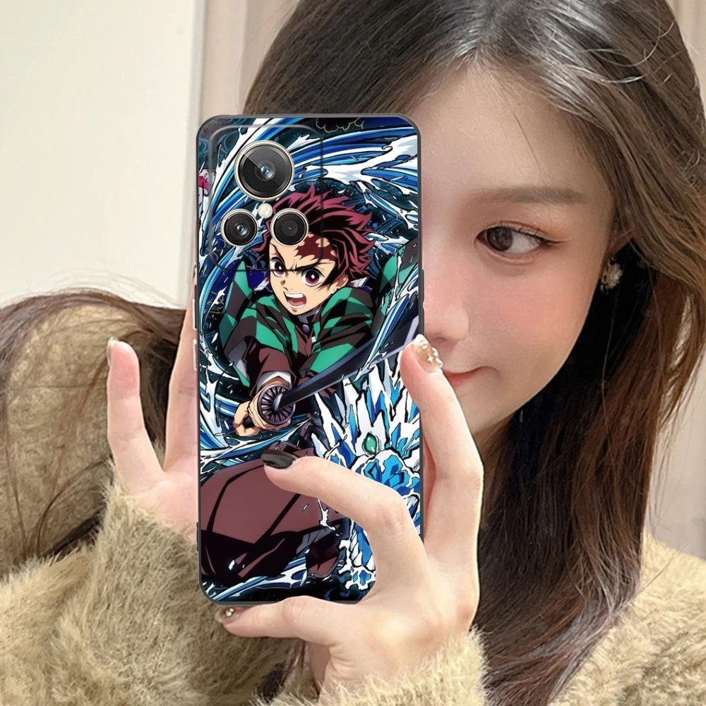 Demon Slayer Tanjiro Mobile Phone Case for Realme GT 2 9i 8i 7i Pro X50 X2 C35 C21 C20 C11 C3 Black Soft Phone Cover Shell