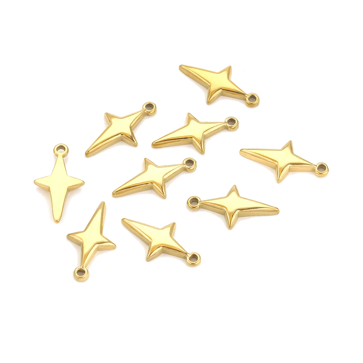 10 Uds. De dijes de estrellas de acero inoxidable para hacer joyas, pulsera, collar, colgante de estrella para pendientes DIY, suministros para encontrar