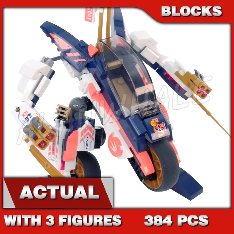 

384pcs Shinobi Dragons Rising 2in1 Sora's Transforming Mech Bike Racer Motorbike 1792 Building Blocks toy Compatible With Model