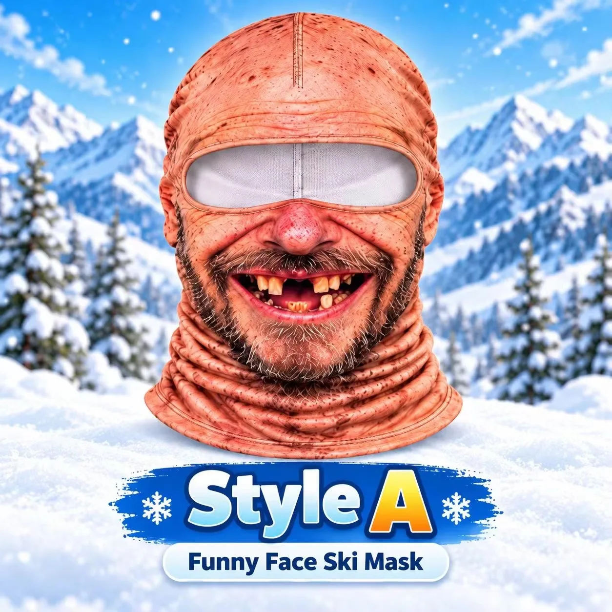 Old Man Ski Mask Fun Reality Face Balaclava 3D Printed Full Face Winter Ski Mask with Neck Cover Fun Full Mask Mesh Sun Visor