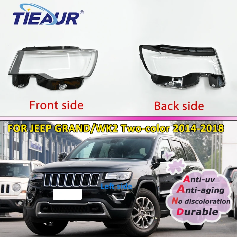 4Doors Transparent Headlamp Head Light Lens Cover for Cherokee 2014-2018 Headlamp Lampshade Clear Shell Replacement Assembly DIY