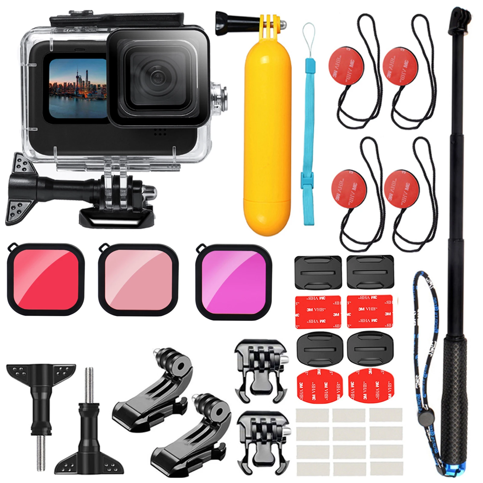 

Sports Camera Diving Housing Case/ Buoyancy Bar/ Selfie Stick/ Filter / Adapter Holder Clip For 9/10 Diving Accessories Set