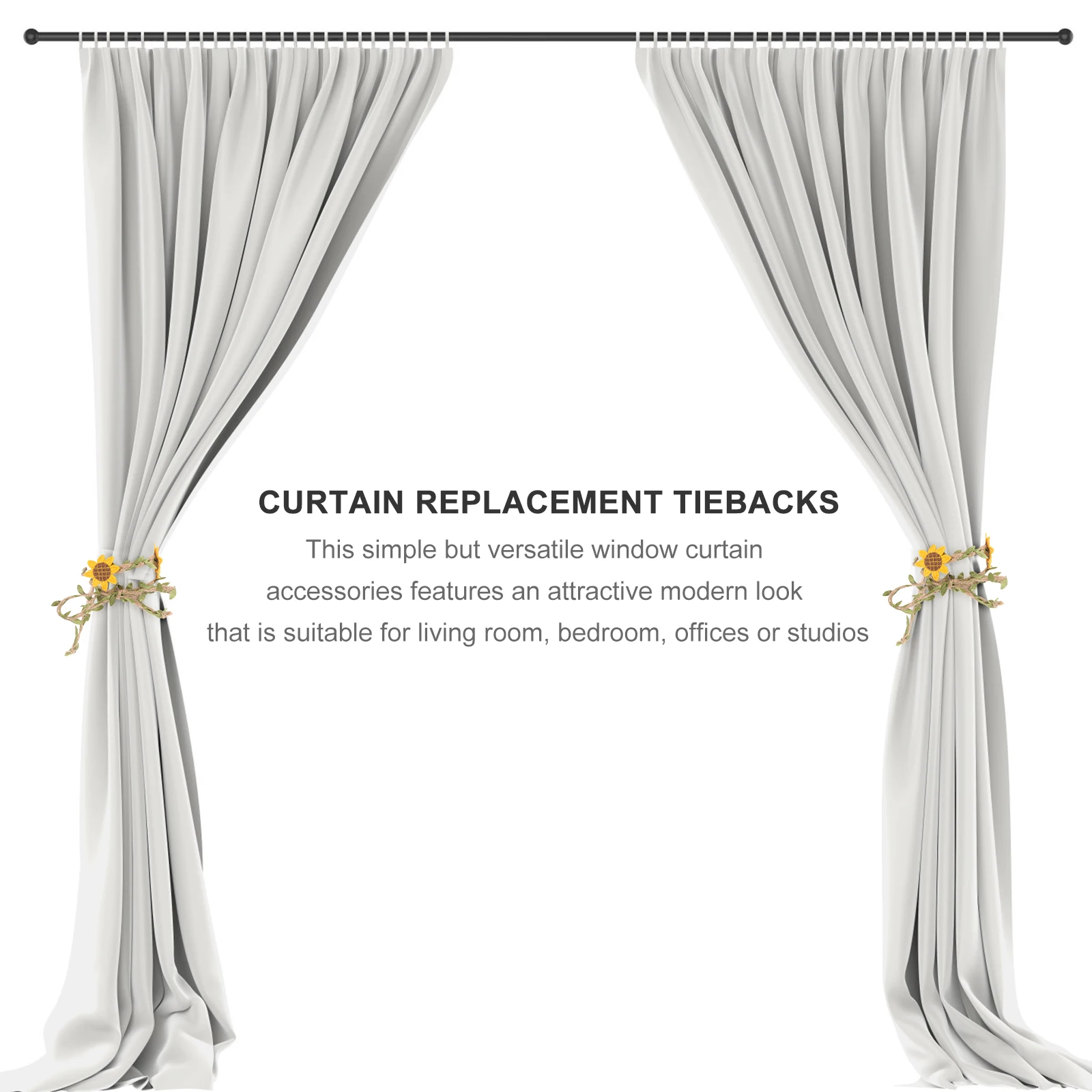 

Зеленые джутовые завязки для штор в стиле подсолнухов, регулируемые, из натурального волокна, для фиксации штор, замена для драпировочных креплений