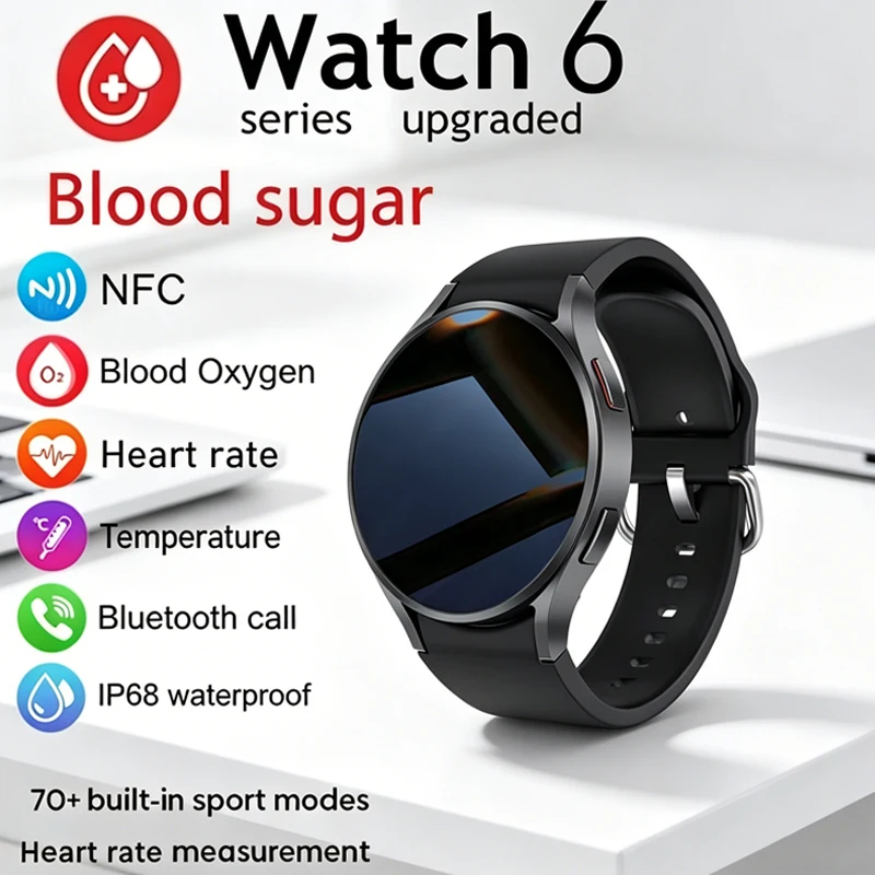 Novo Relógio Inteligente GPS para Esportes e Fitness 6, Relógio com Assistente de Voz, Chamada Bluetooth, Relógio Masculino à Prova d'Água IP68, Relóg