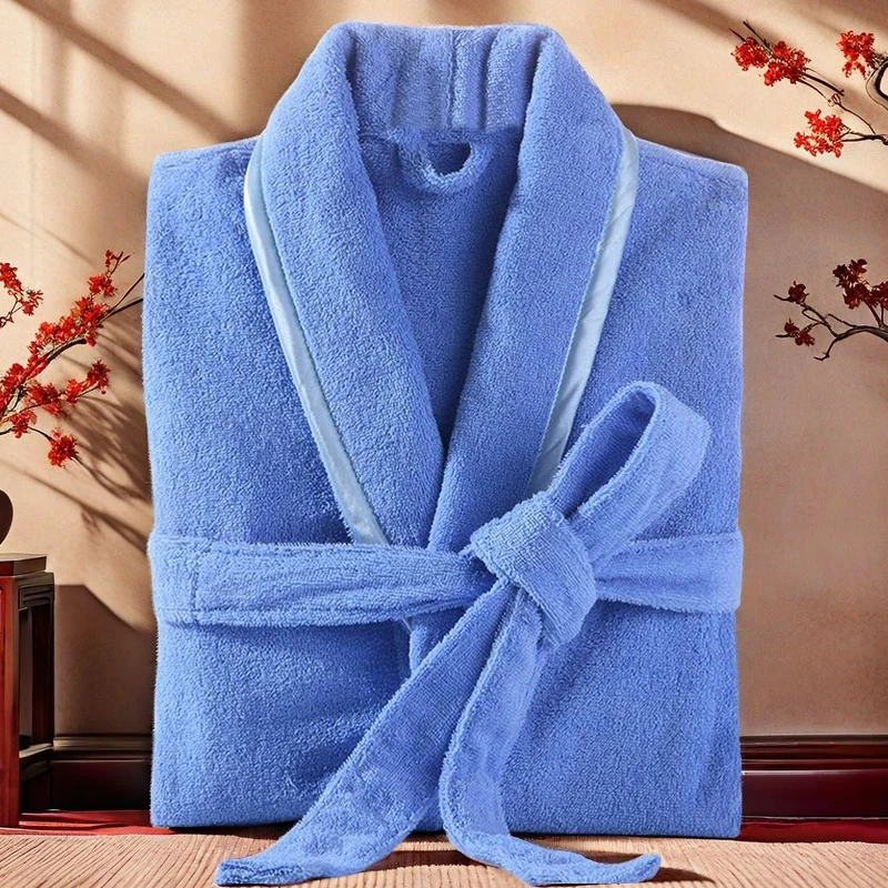 

100% Cotton Toweling Robe Lovers Soft Long Bath Robe Men Women Nightrobe Sleepwear Casual Home Bathrobe Hotel Robe Thickening