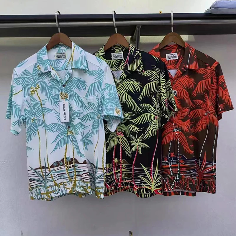 

Black White Brown New Hawaii Shirts Classics Palm Trees Full Print Men Woman High Quality Casual Top Tees