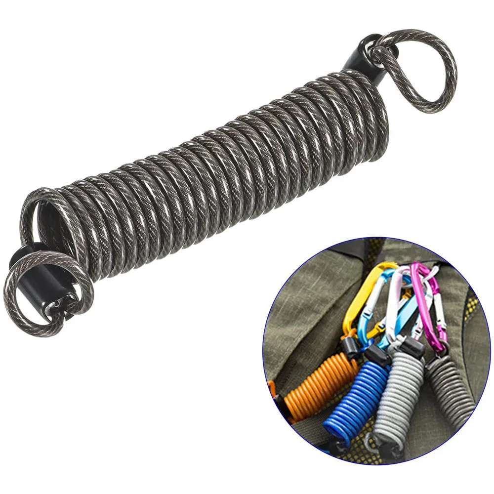 Cordão Retrátil Colorido de Metal com Mola em Espiral, Chaveiro de Cabo de Aço para Chaves, Câmeras, Cartões de Identidade e Acessórios de Bolsa