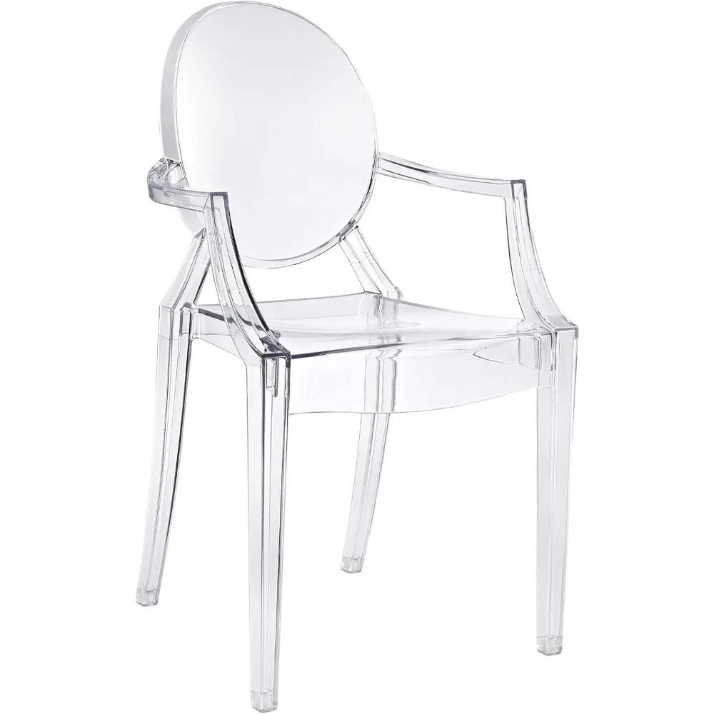 

Modern Acrylic Stacking Kitchen and Dining Room Arm Chair in Clear - Fully Assembled