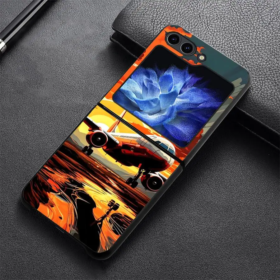 Case for Samsung Galaxy Z Flip 8 Flip7 FE Flip4 Flip5 Flip3 Z Flip 7 6 5 4 3 Flip6 Phone Cover Twilight Airplane
