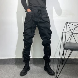 Owen Seak Men Casual Harem Pants Gothic Men Clothing Cargo High Street Sweatpants Autumn Men Calf-Length Pant Black Pants