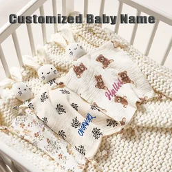 Personalized Baby Comforter Safety Blanket Baby Muslin Burp Cloth Cuddle Cloth Custom Newborn Blanket Attachment Accessory Gift