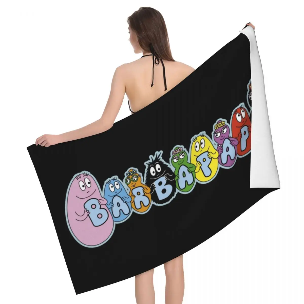 Custom Barbapapa TV Series Soft Linen Microfiber Bath Beach Towel Quick Drying TV Classic Bathroom Sauna Towels