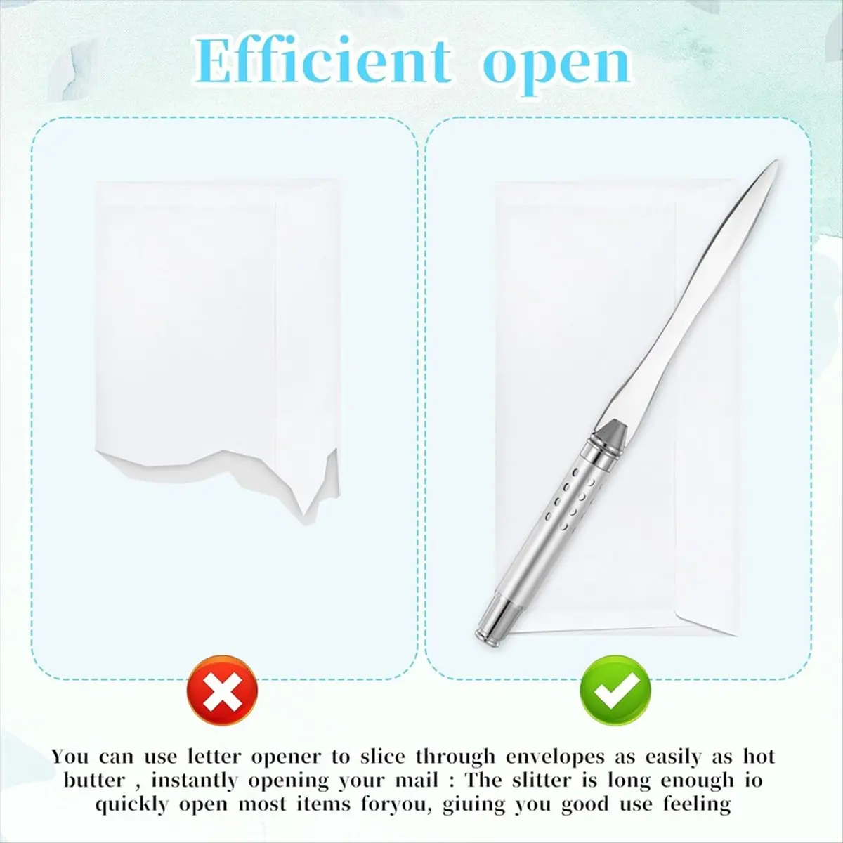 Latest ABBQ-2 Pack Metal Letter Opener, with Ergonomic Grip Envelope Slitter Versatile Letter Mail Opener Tool for & Home Use