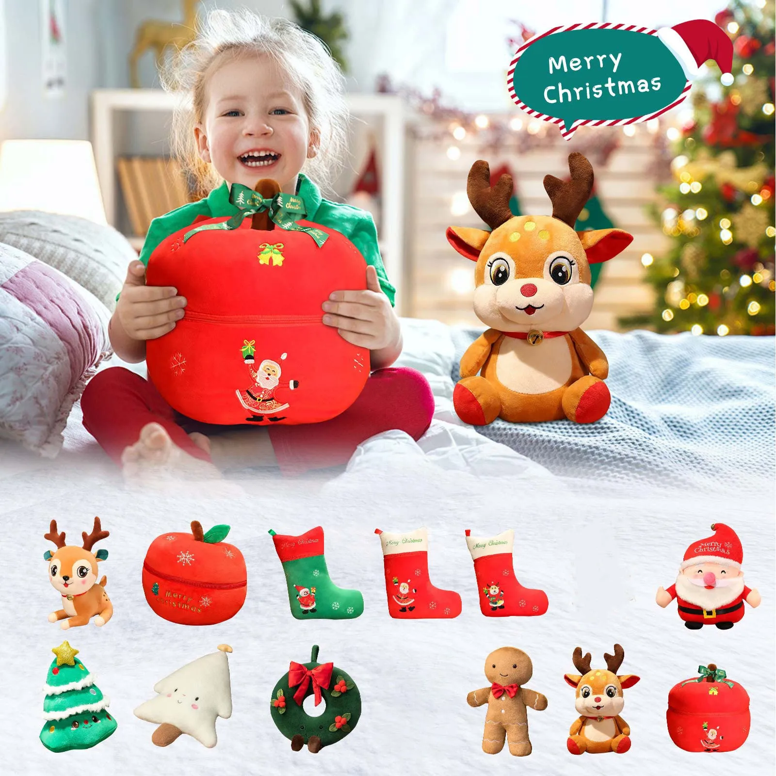 Christmas Decoration, Santa Claus Elk Doll Plush Toy Doll Christmas Gift, Creative Cute Chirstmas Home Desktop Decorations