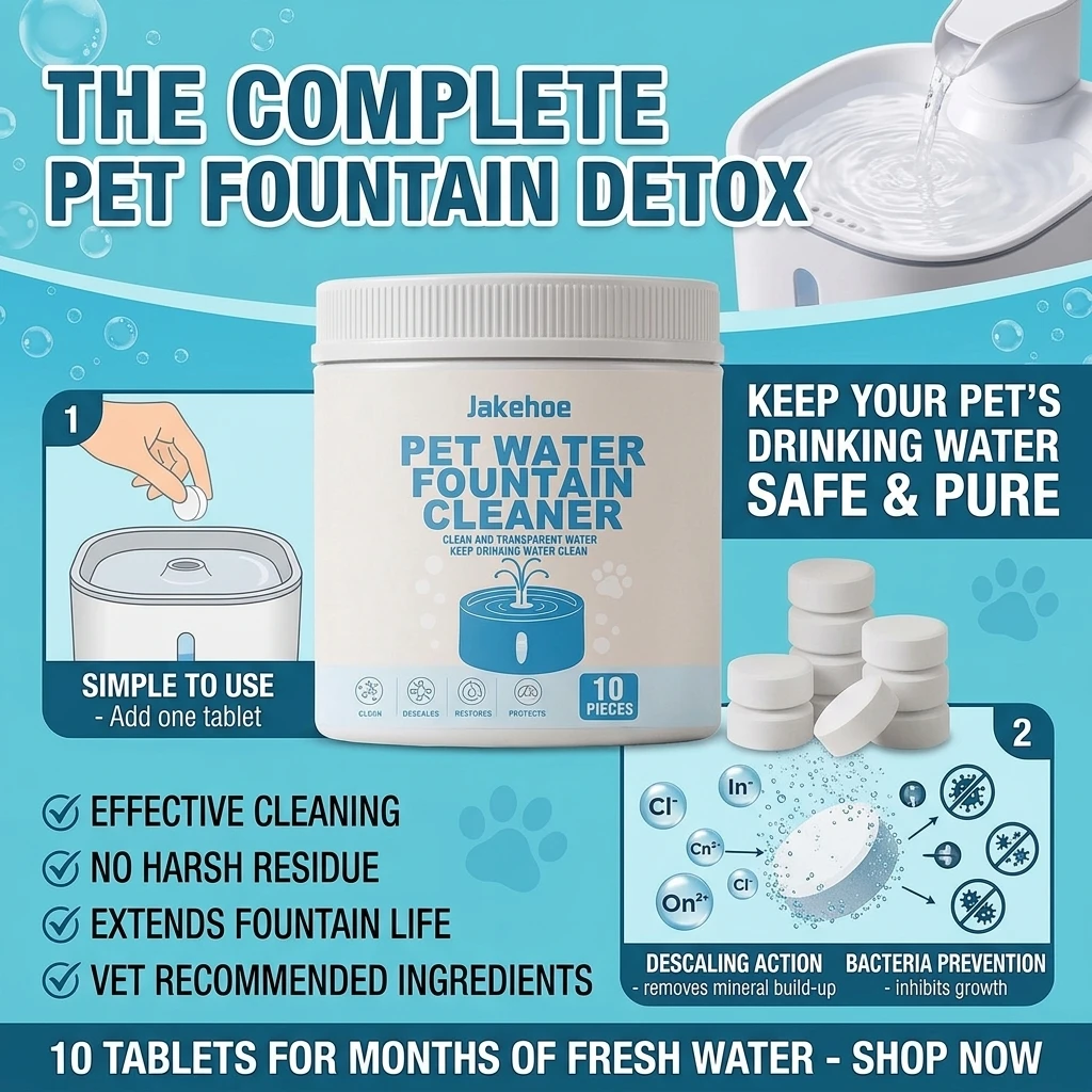1/2/3Bottles Pet Water Fountain Cleaning Tablets Mint Extract Fast Dissolve Limescale Slime Remover Hard Water Descaling Cleaner