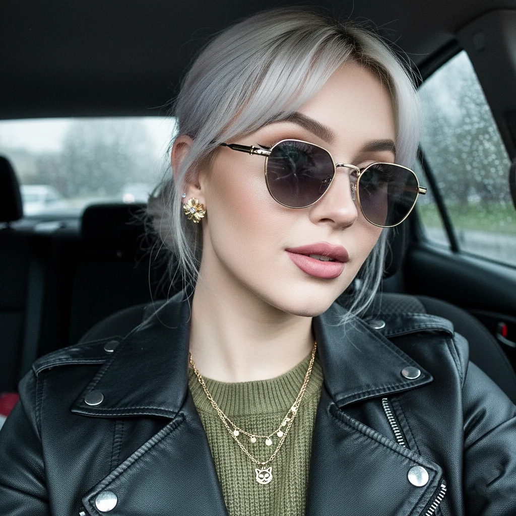 Unisex Retro Octagon Sunglasses Alloy Metal Frame HD Polarized Pilot Shades Lightweight Anti-Slip Legs Comfortable