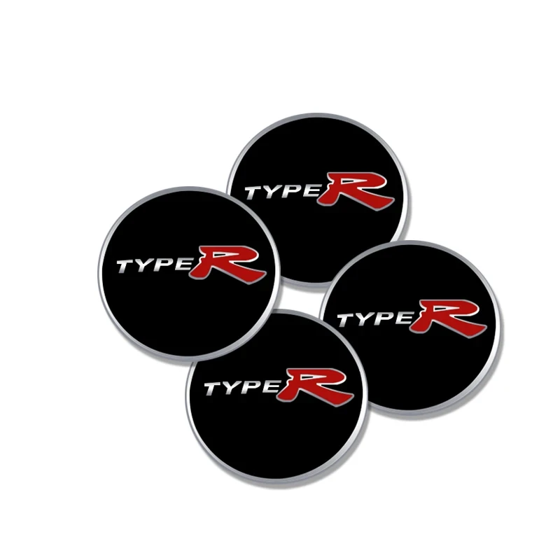 4Pcs 56mm TypeR Emblem Car Wheel Center Cover Stickers coprimozzo decalcomania per Civic Odyssey City Accord Fit Mugen CRV HRV