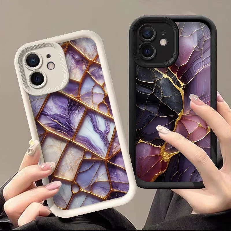 حافظة هاتف أنيقة من الرخام الكريستالي الأرجواني لهاتف جوجل بيكسل 10 9 8 7 8A 7A Pro XL 5G أغطية ناعمة من السيليكون مضادة للسقوط Fundas