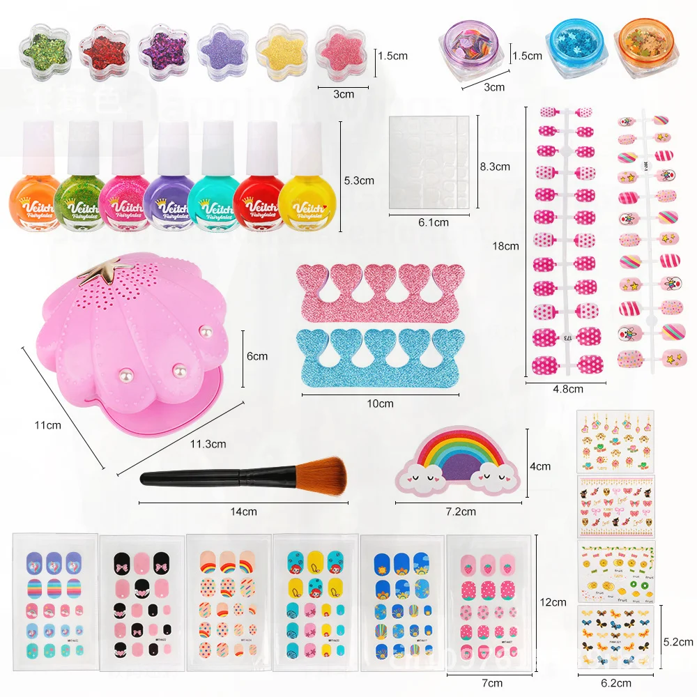 Adesivos 3d à prova d'água para unhas, adesivos para meninas, crianças, arte de unhas, conjunto de brinquedos para vestir, beleza, maquiagem, jogar