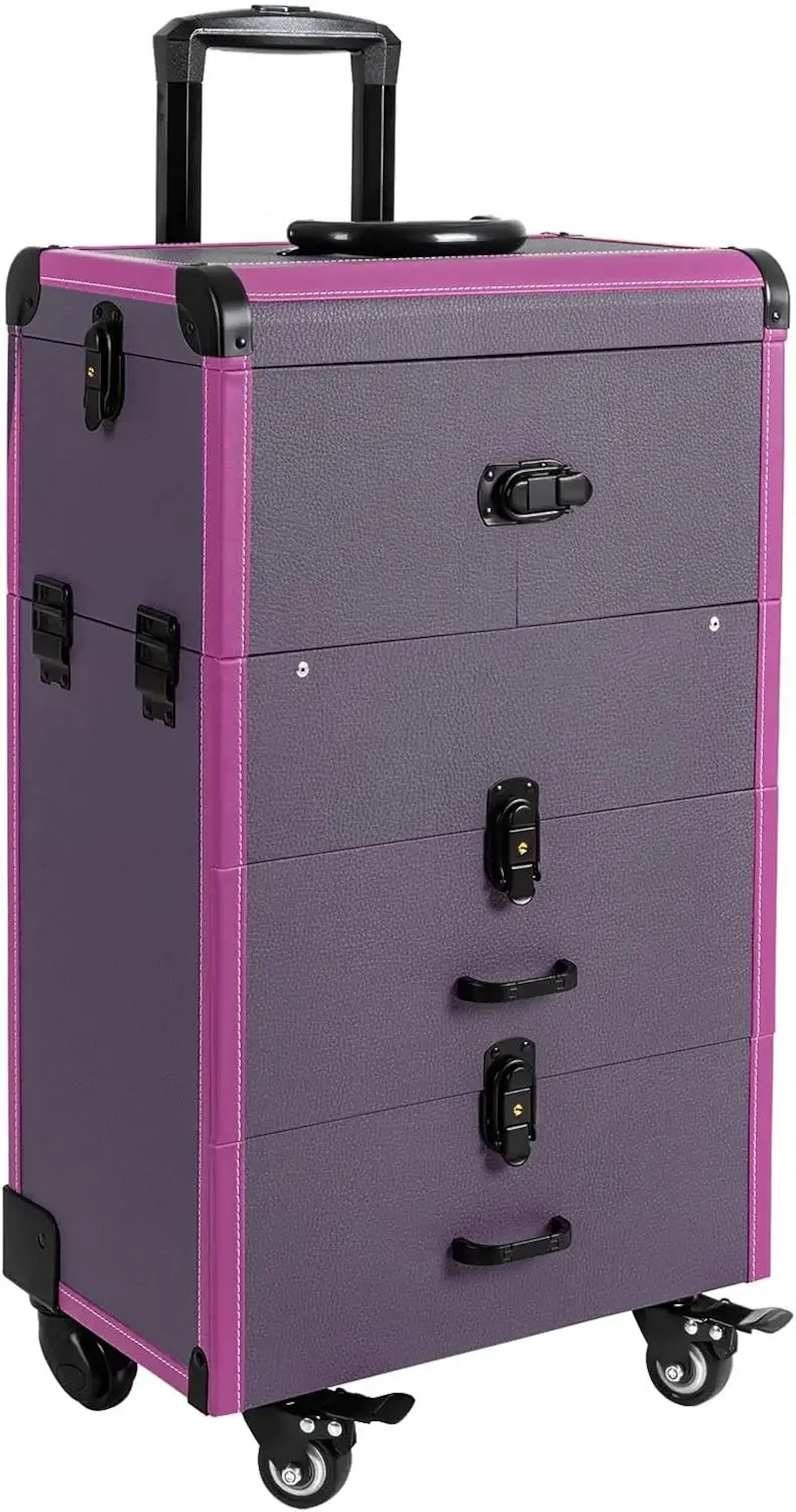 

Rolling Makeup Train Case, Makeup Train Case, Large Capacity, Easy To Carry, Rolling Design with Retractable Trays and Drawers