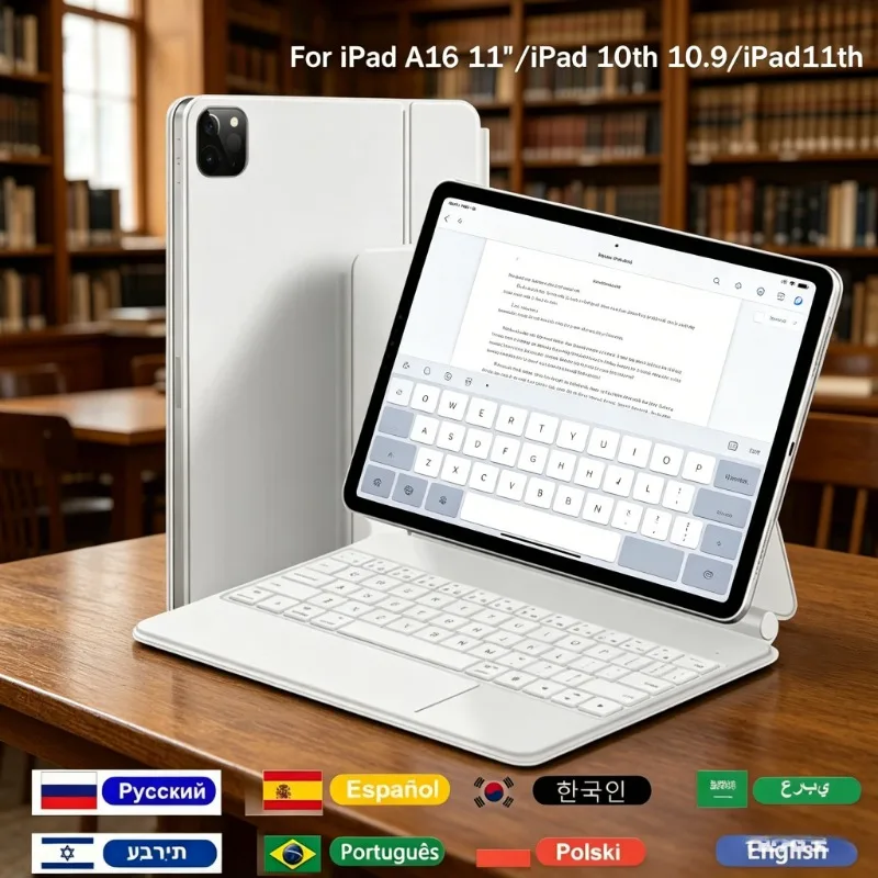 

Ultra Slim Backlit Magic Keyboard TouchPad Case For IPad A16 11'' 10.9