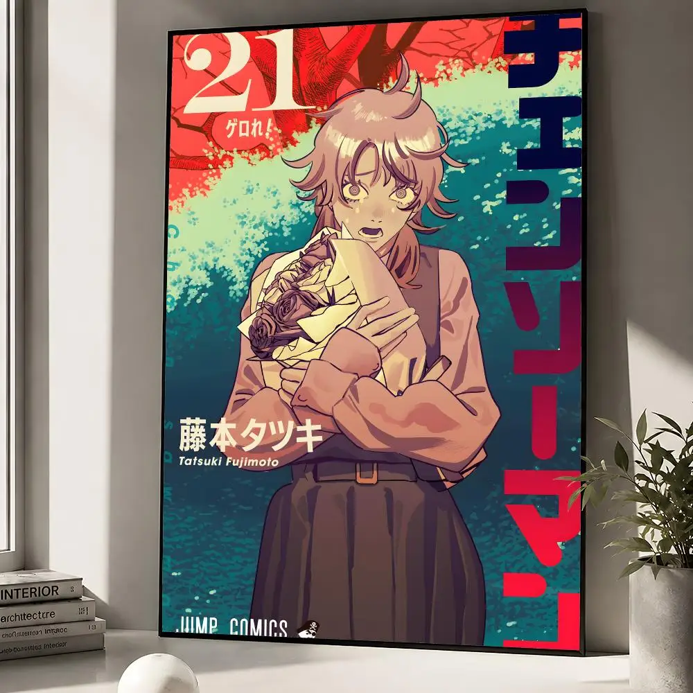 Anime Chainsaw Man Denji Pochita Makima Poster zum Abziehen und Aufkleben, Wandkunst, PP, wasserfest, HD, Schlafzimmer, Wohnzimmer, Heimdekoration, Geschenk – Detail 19