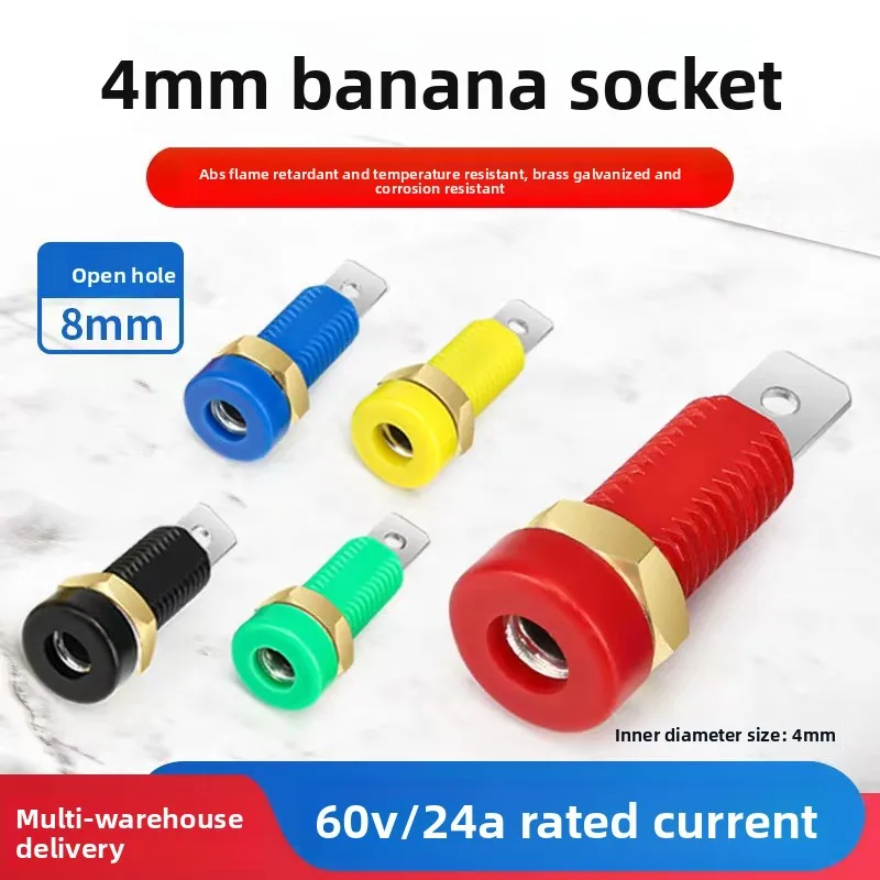 5/10 Pcs 4mm Banana Socket M4x28 Test Seat Panel Insulated 24A Wiring Terminal Female Head Red Blue Yellow Green Black Grey