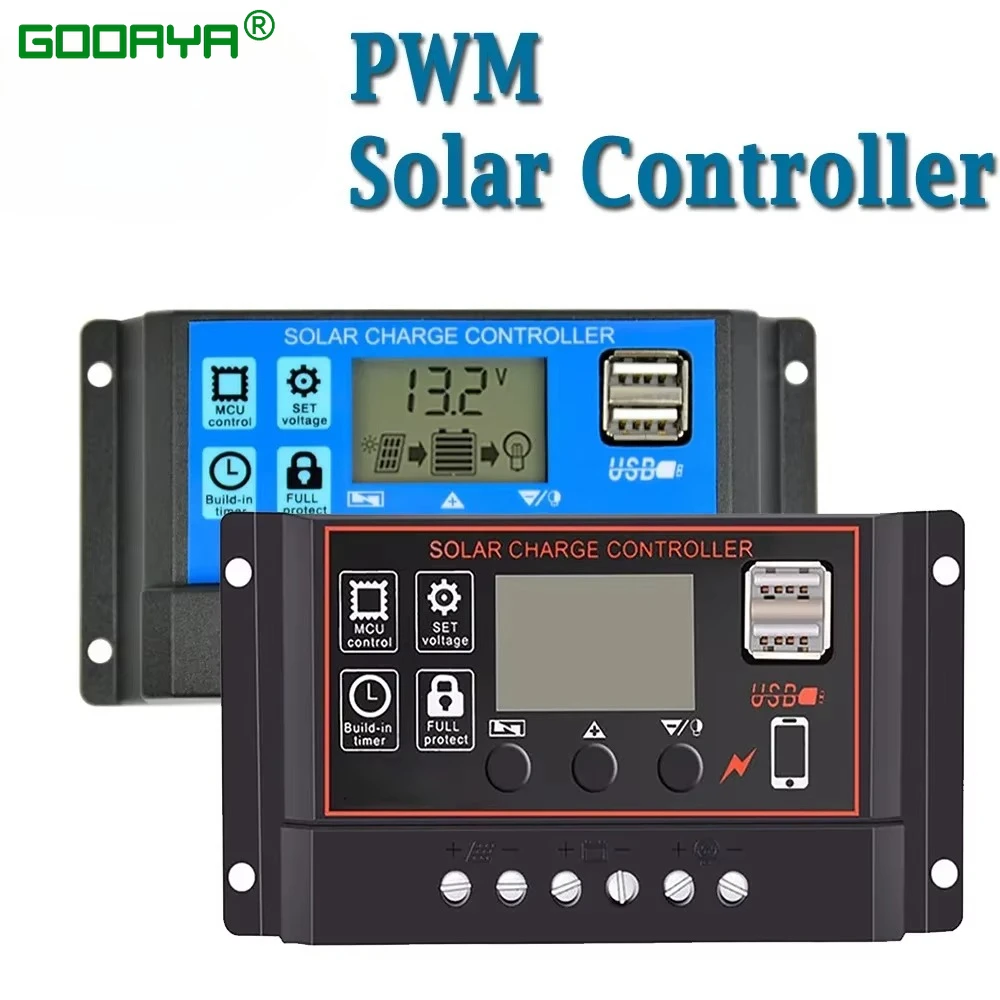 PWM Controller Regolatore solar 12V/24V 30A 20A 10A regolatore solare caricabatteria PWM Display LCD doppia uscita USB 5V