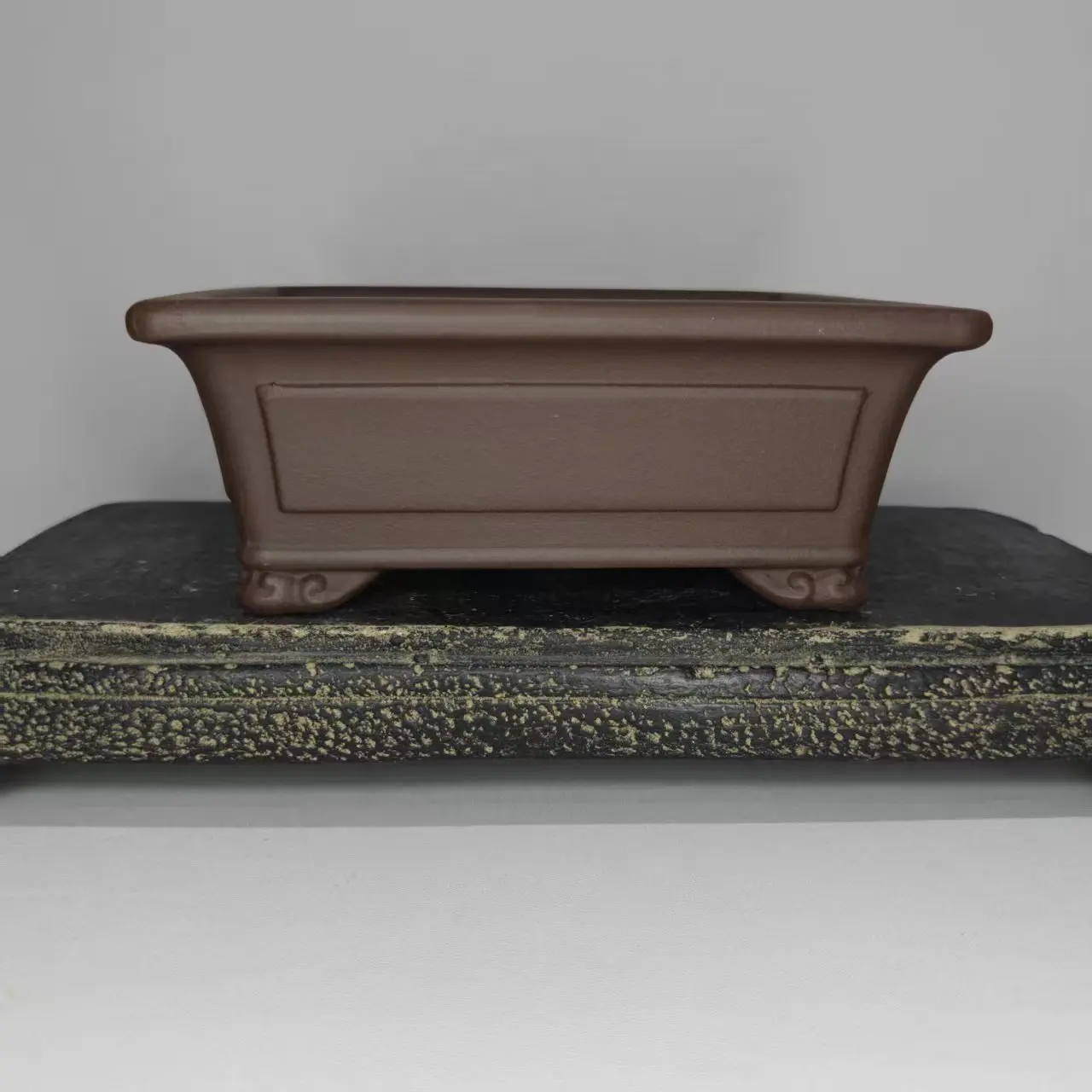 2026 New Popular Rectangle Unglazed Purple Sand Bonsai Pot With Cloud Feet