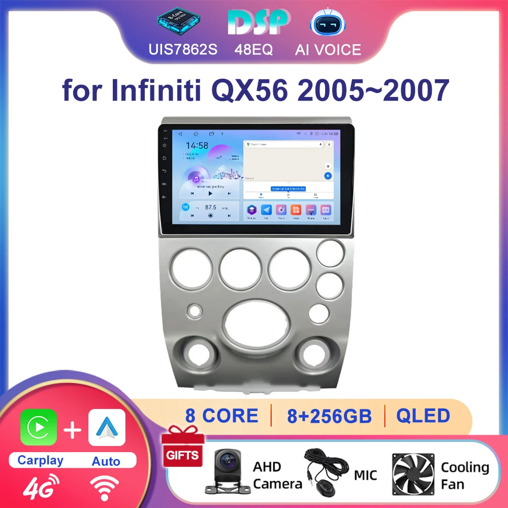 8 Core 4G DSP Wifi Wireless Carplay Autoradio Gps Navi Android Radio Car Stereo Player for Infiniti QX56 2005~2007