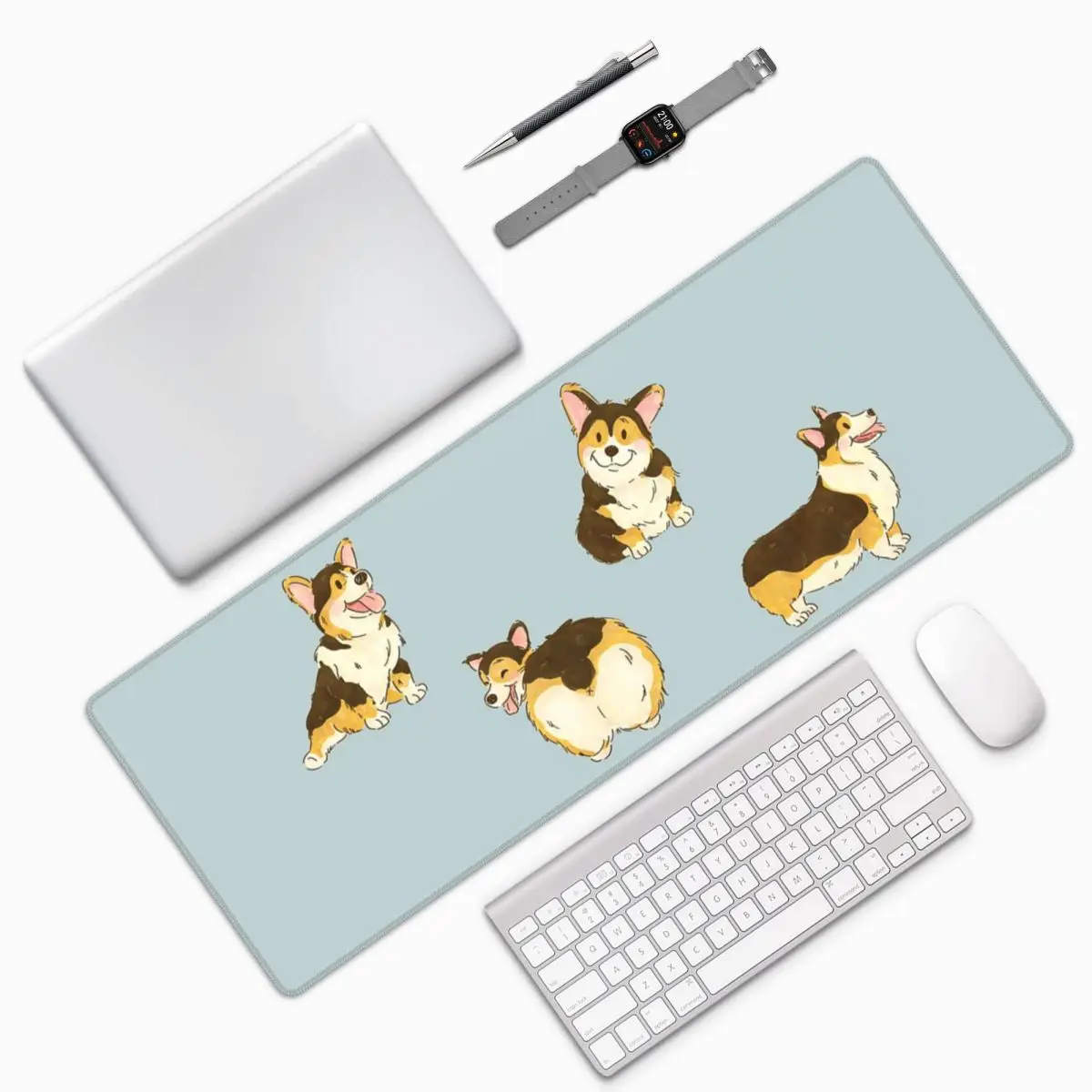 Tri Color Corgi Dog Large Mouse Pad Computer Keyboard Mouse Mat Gaming PC Laptop Desk Mat Office Accessories Table Mats