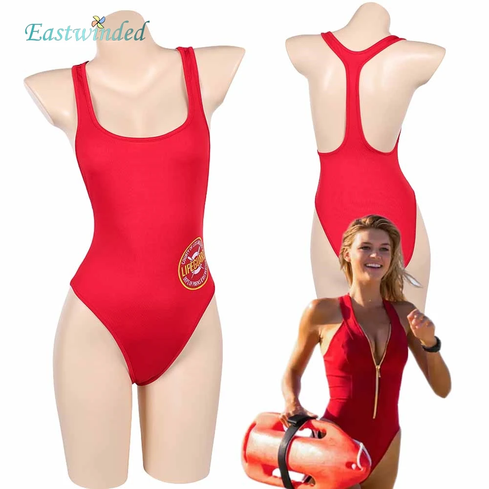 

Фильм Baywatch CJ Parker, женские купальники для косплея, красный купальник-бикини, летний пляжный костюм, наряды для карнавальной вечеринки на Хэллоуин