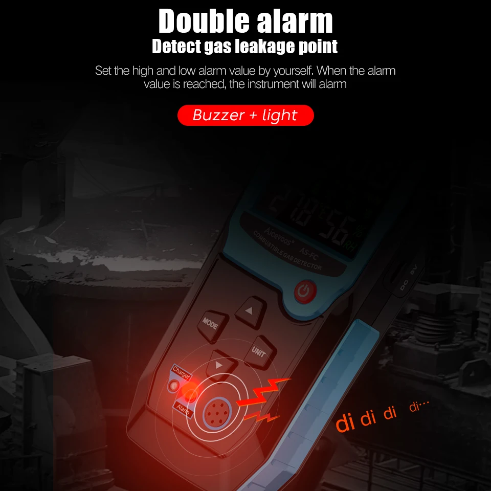 Aicevoos Combustible Gas Leak Detector Flammable Gas Methane Natural Gas Tester Sound Light Alarm Meter Leak Location Determine