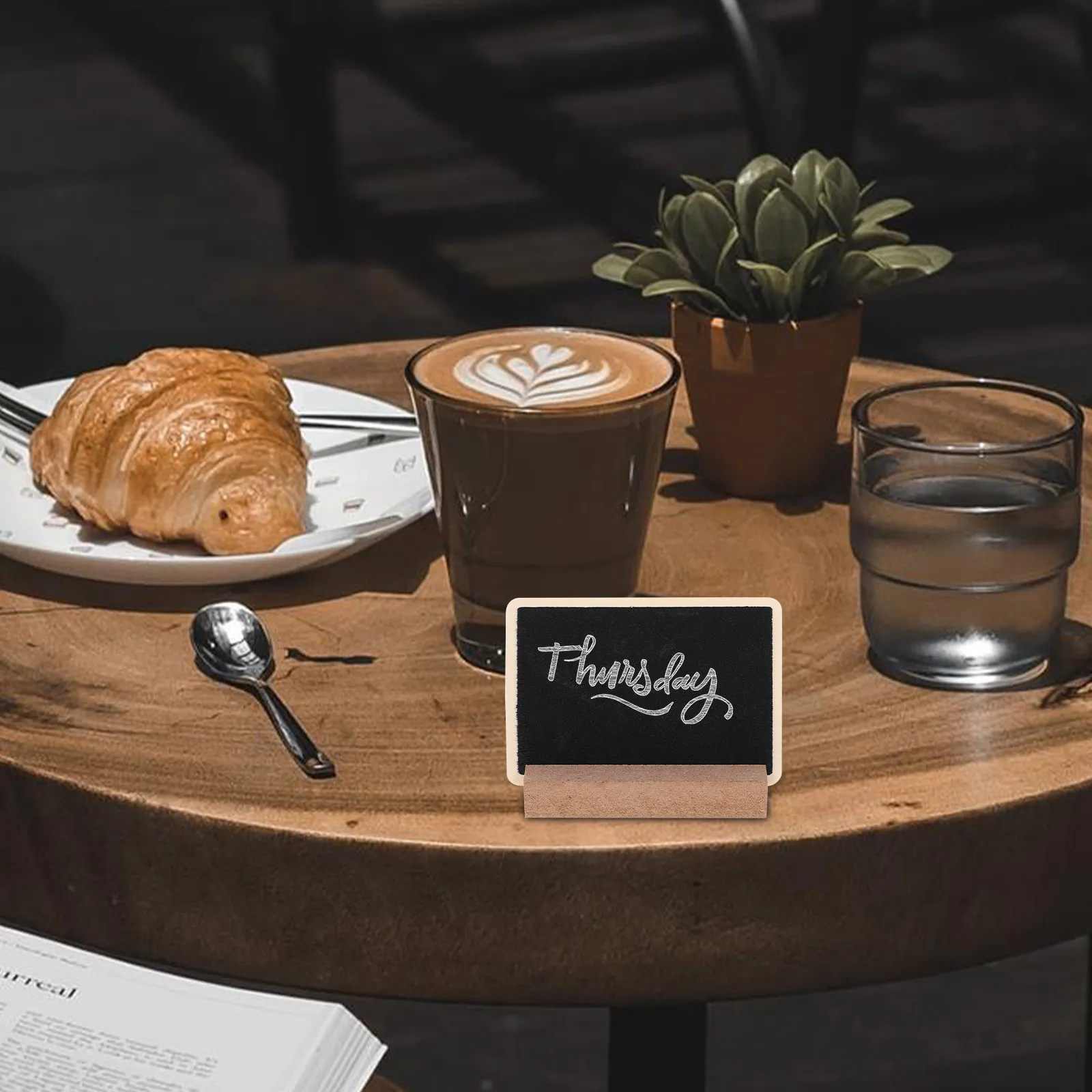

10Sets Small Wooden Blackboard Mini Message Board Tabletop Display Chalkboard Sign for Cafe Home Use Small Chalk Boards