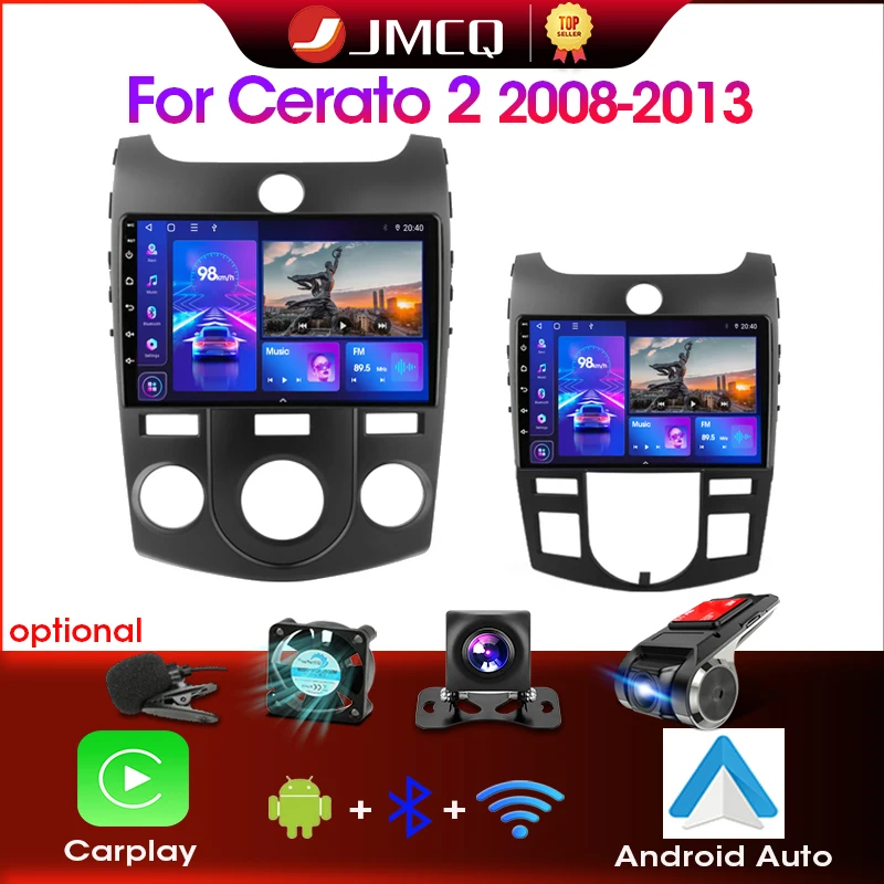 JMCQ 2 Din  Android 12 Car Radio Multimedia Video Player Navigation GPS For Kia forte Cerato 2 TD 2008-2013 4G Carplay Head Unit