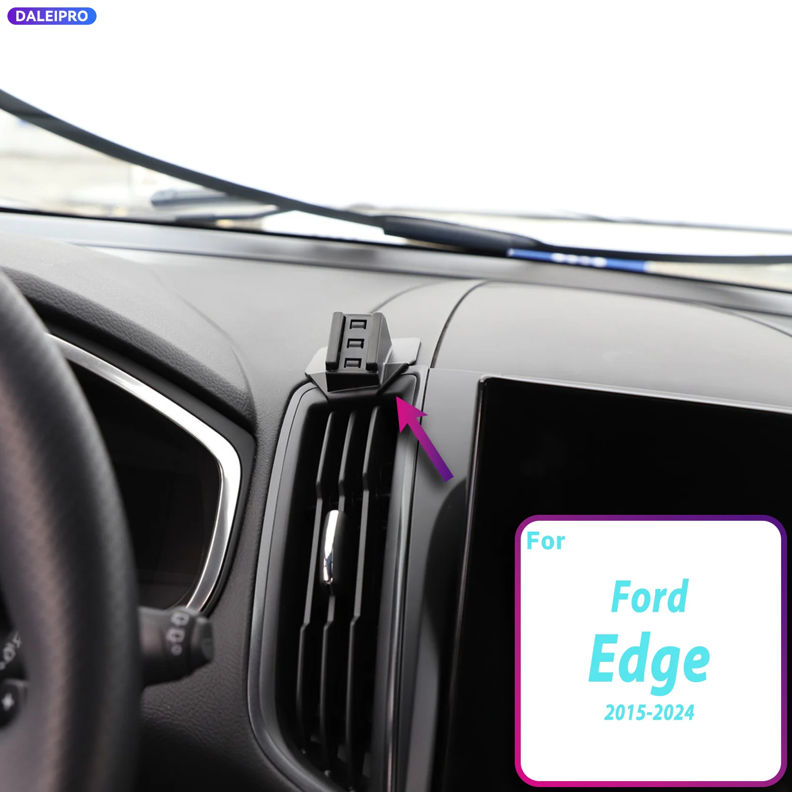 For Ford Edge 2015 2016 2017 2018-2024 Vehicle-Specific Phone Holder Base Smart Car Phone Mount 66W Charging Holder Accessories