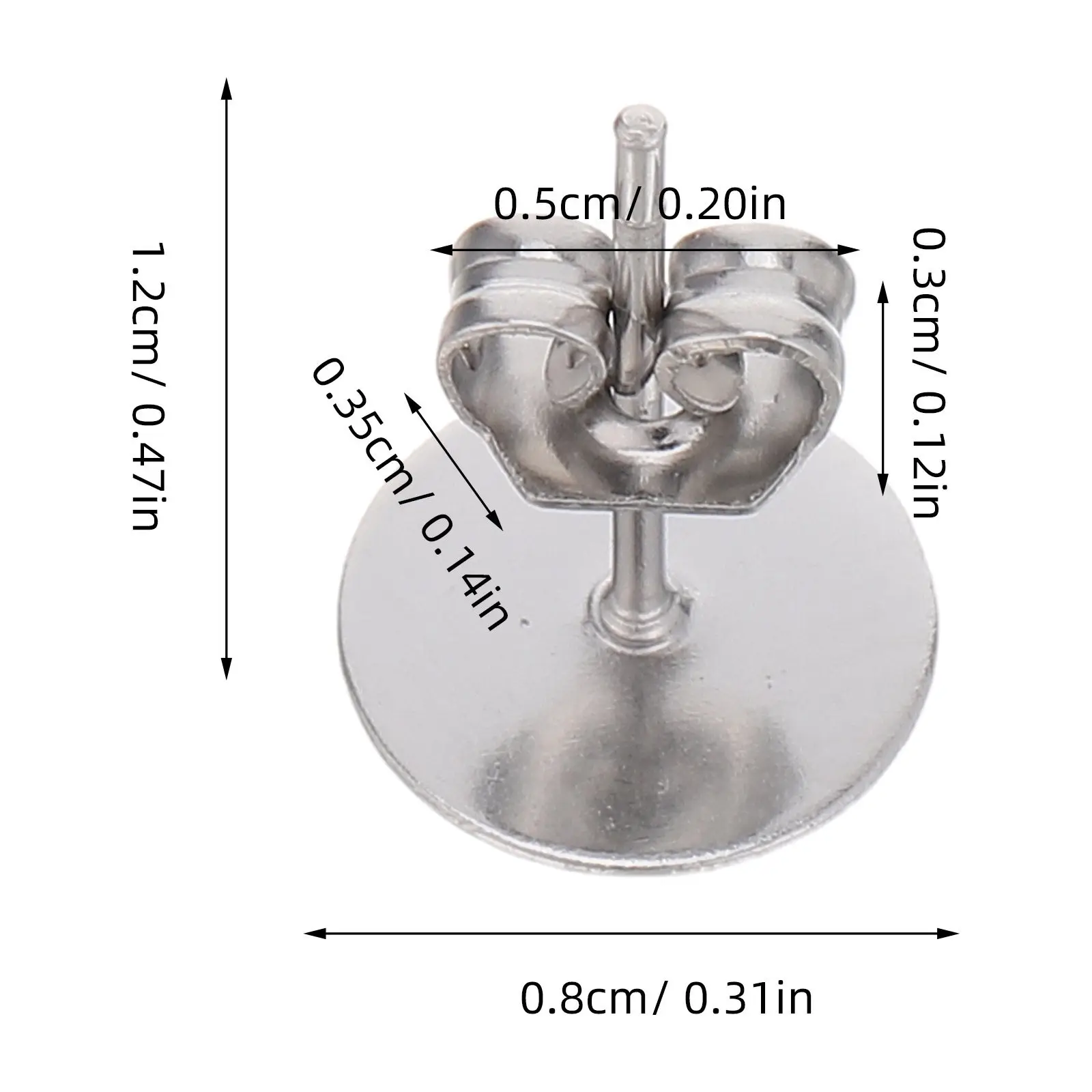 200Sets Stainless Steel Flat Pad Earring Posts Hypoallergenic Stud Findings Locking Backs for Jewelry Making DIY Accessories