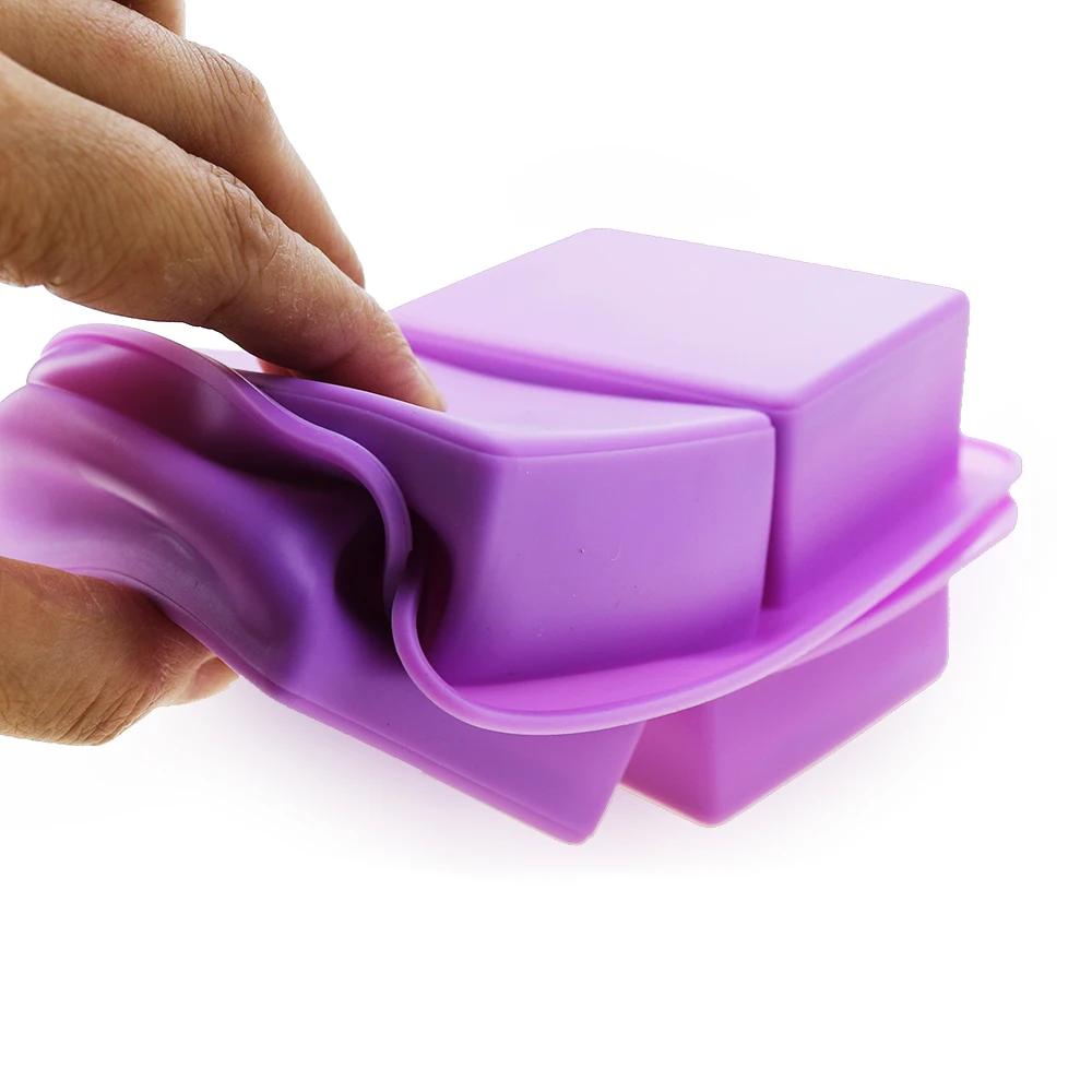 1Pc 4 Grids Silicone Wave Flower Soap Mold DIY Handmade Making Tool Aromatherapy Candle Resin Cake Chocolate Baking Purple