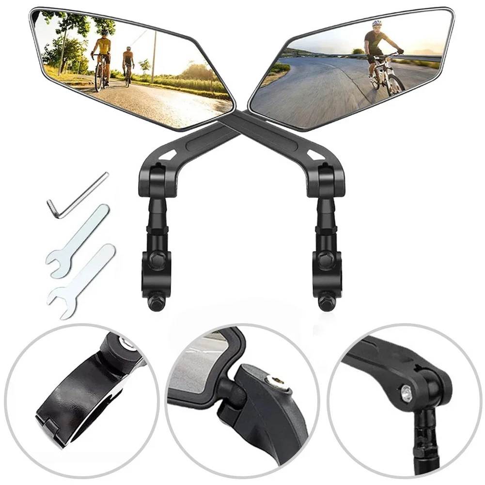 Bicycle Rear View Mirror Bike Cycling Clear Wide Range Back Sight Rearview Reflector Adjustable Handlebar Left Right Mirror