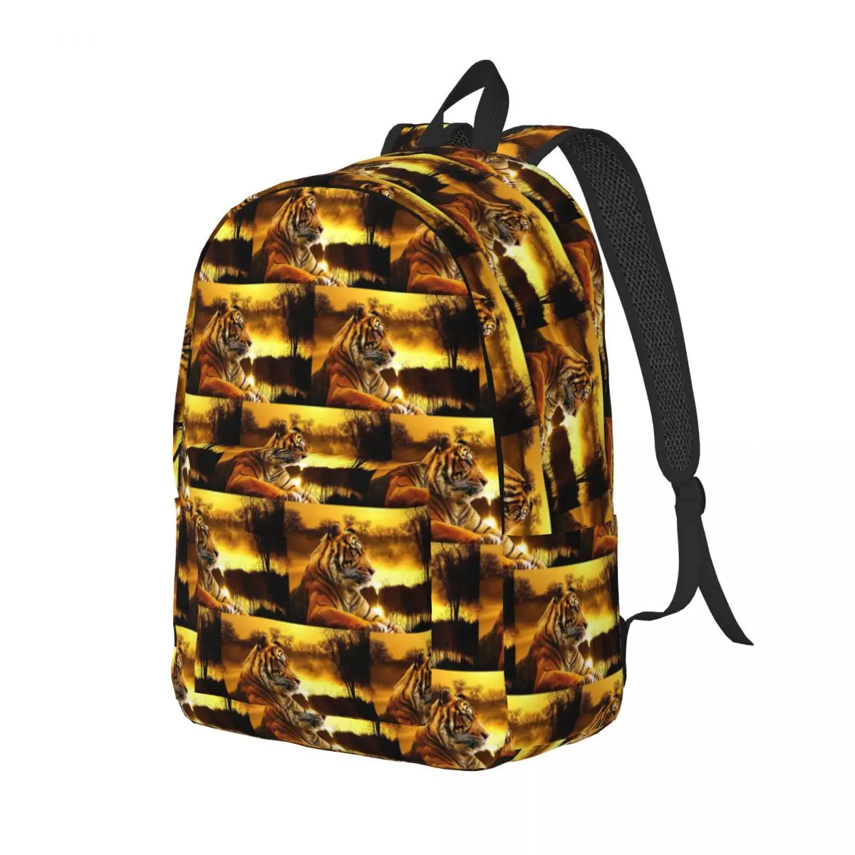 Tiger And Sunset Backpack Daypack Large Capacity Kids BookBag School Bag Shoulder Bags for Men Women